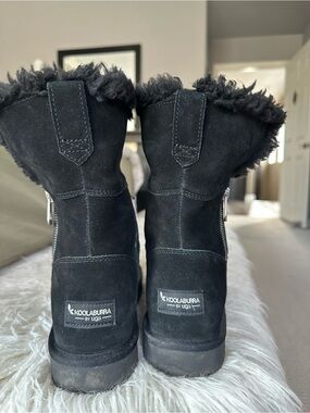 Koolaburra by Ugg Black Suede Shearling Fold-Over Boots size 8.5